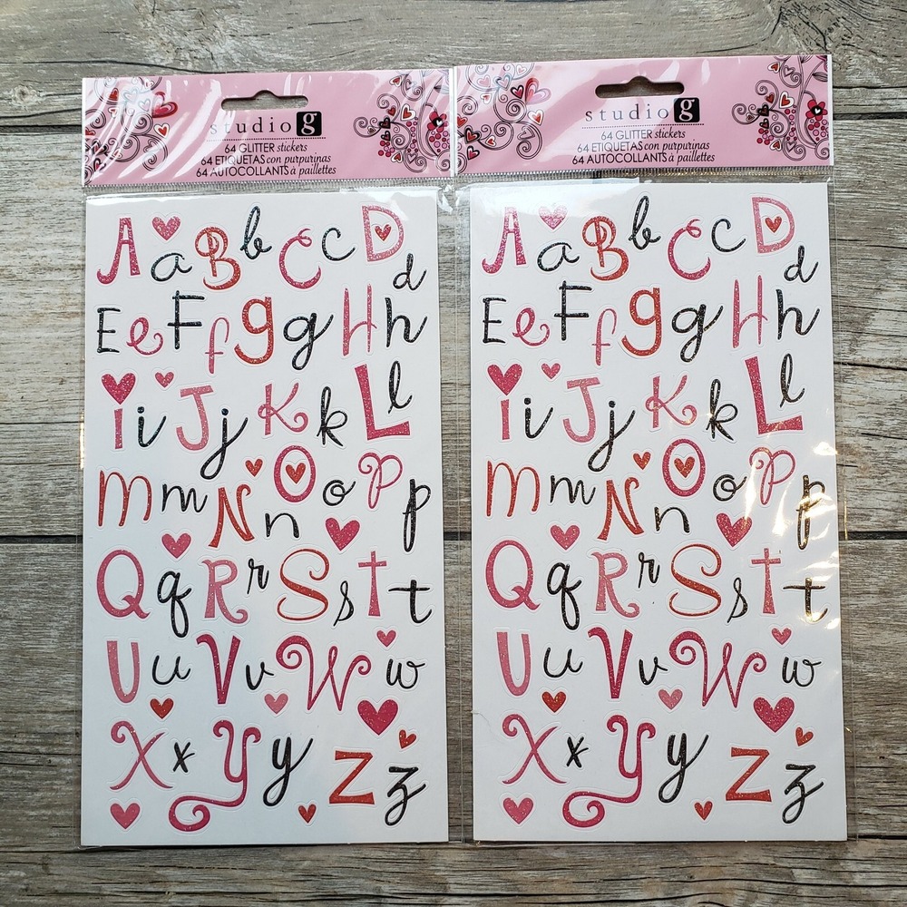 Lot Studio G Glitter Alphabet Letter Stickers Scrapbooking Crafts Pink Red Black
